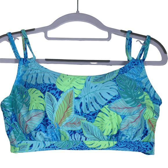NEW Sunsets Bikini Womens Size 32G Taylor Bralette Wild Palms Blue Underwire NWT - Picture 1 of 8